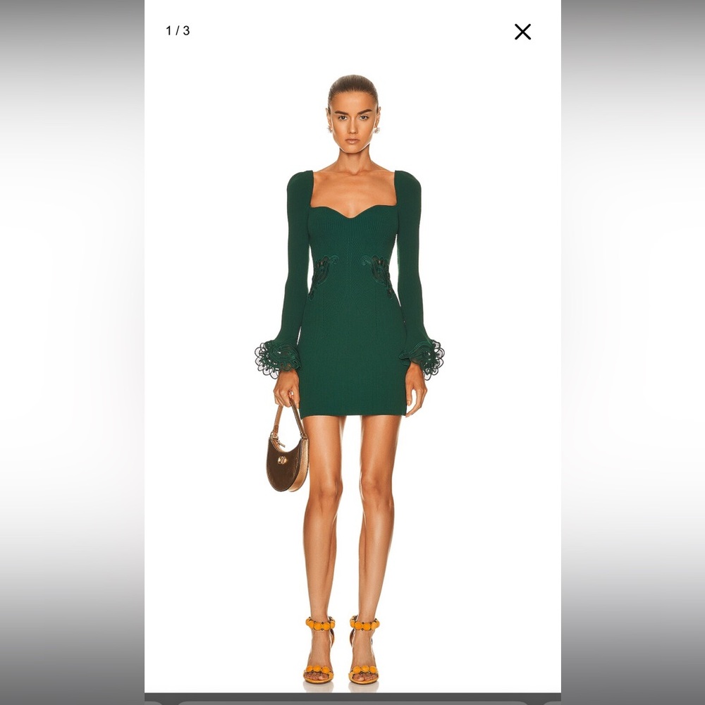 Self Portrait Ribbed Lace Insert Dress | Small |